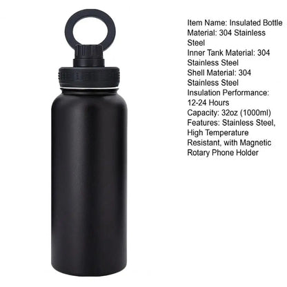 1L Insulated Water Bottle with Magnetic Phone Mount – For Cycling & Hiking